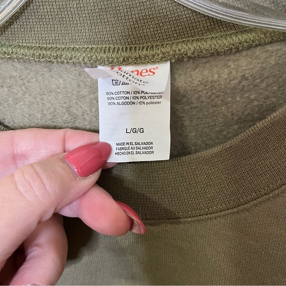 Green Day Graphic Sweatshirt cropped oversized fit sz L olive grunge Y2K - Picture 3 of 5